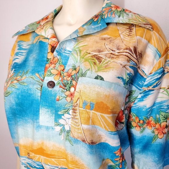 Vintage 70s Hang Ten Floral Hawaiian Shirt - Picture 2 of 12